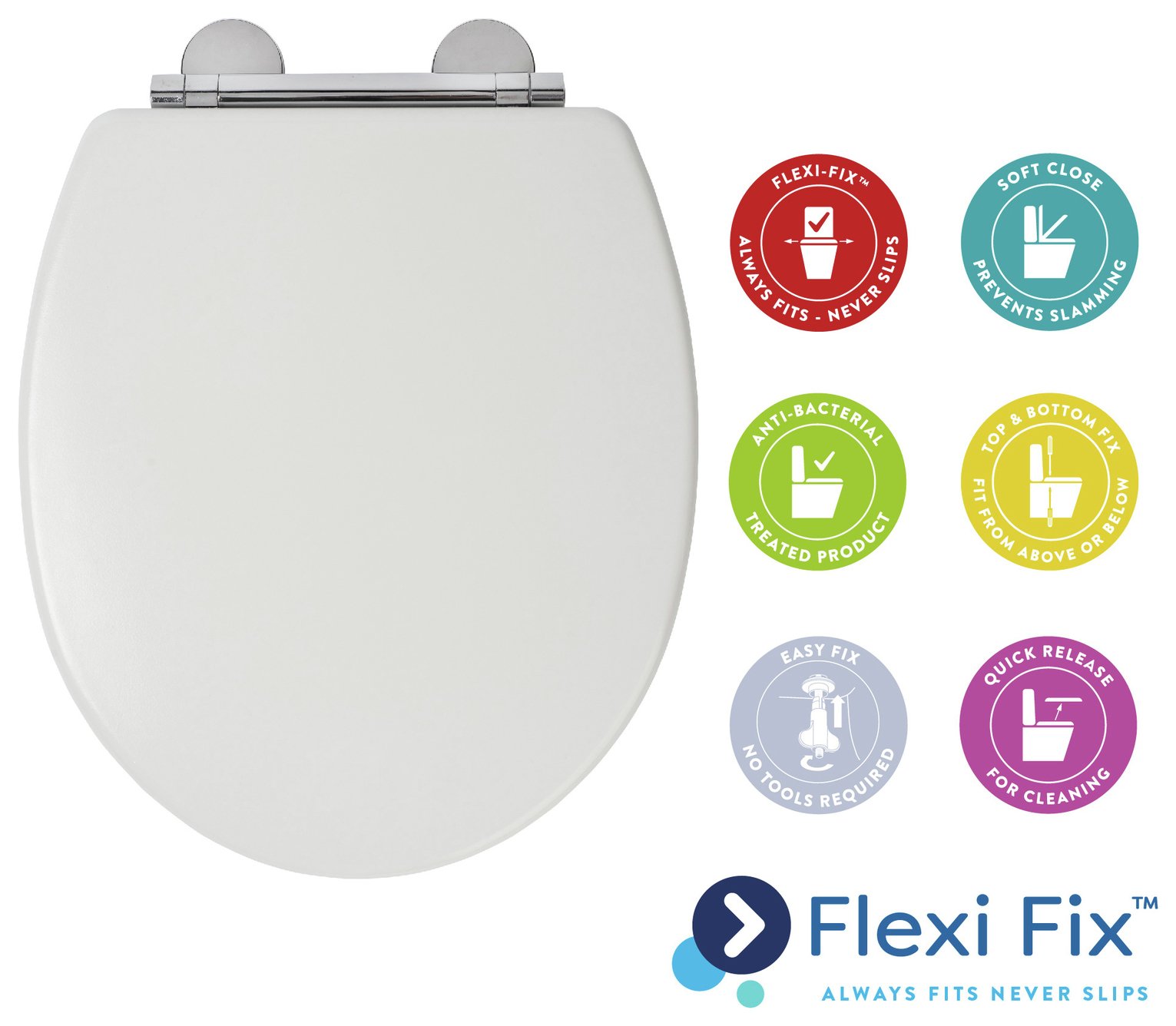 Croydex Lugano Moulded Wood Toilet Seat - White