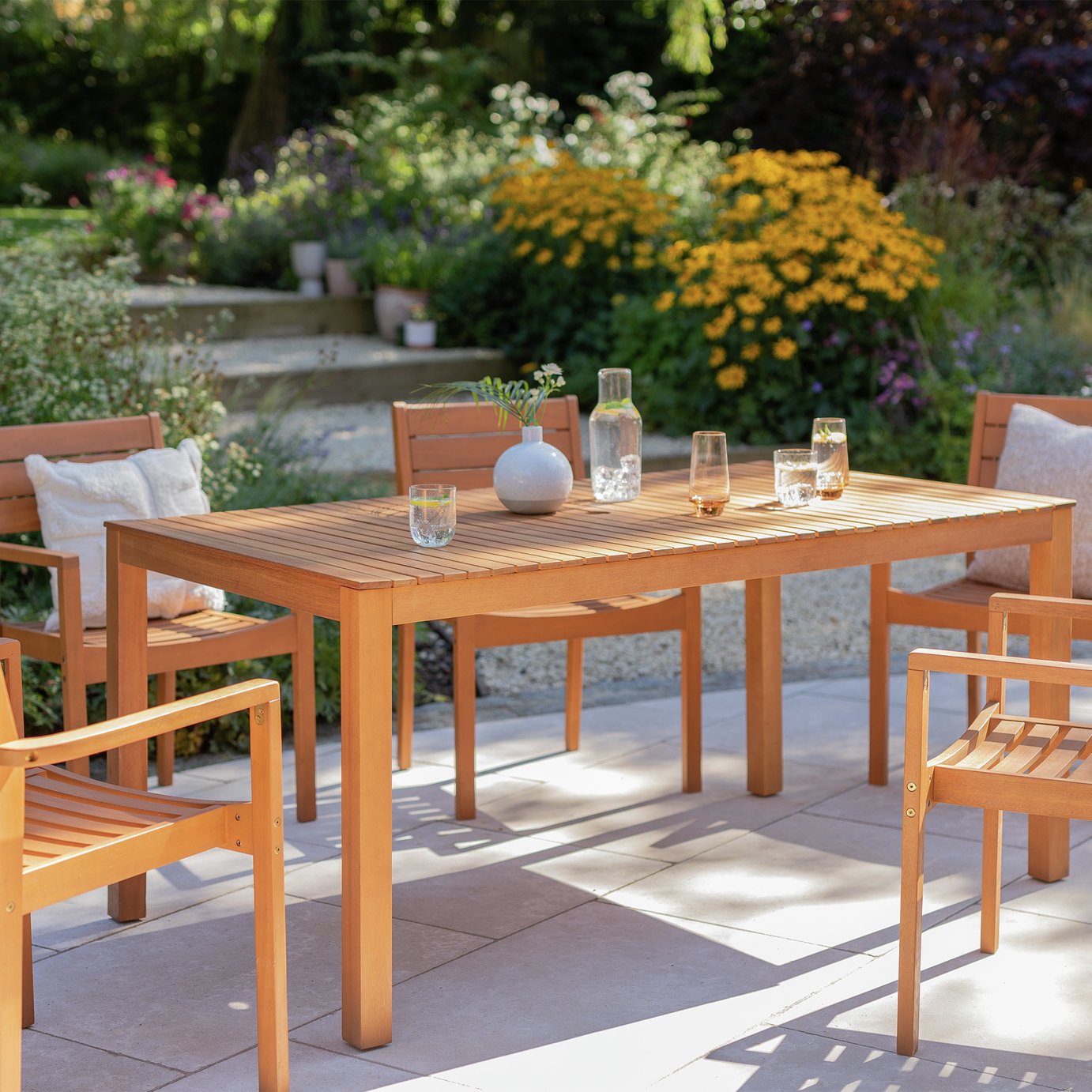 Habitat Luana Rectangular Garden Table - Light Wood