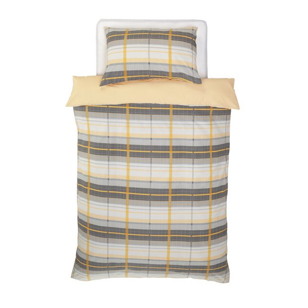 Buy Argos Home Mustard And Grey Check Bedding Set Single