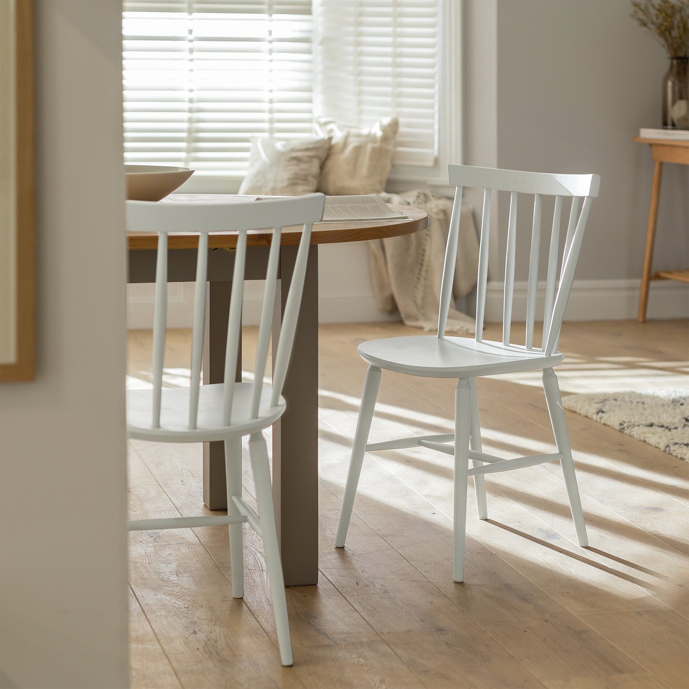 Habitat Talia Pair of Solid Wood Dining Chairs - White