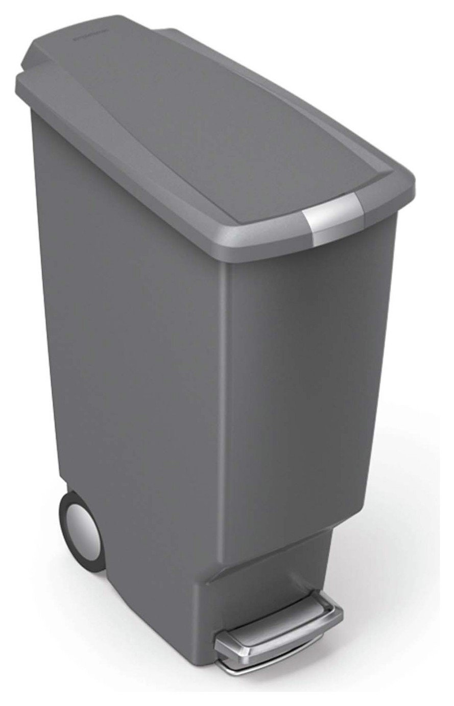 Simplehuman 40 Litre Plastic Slim Pedal Bin - Grey