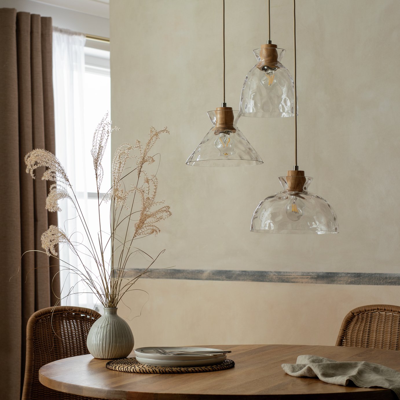 Habitat Vanern Dimple Glass Cluster Pendant Light - Clear