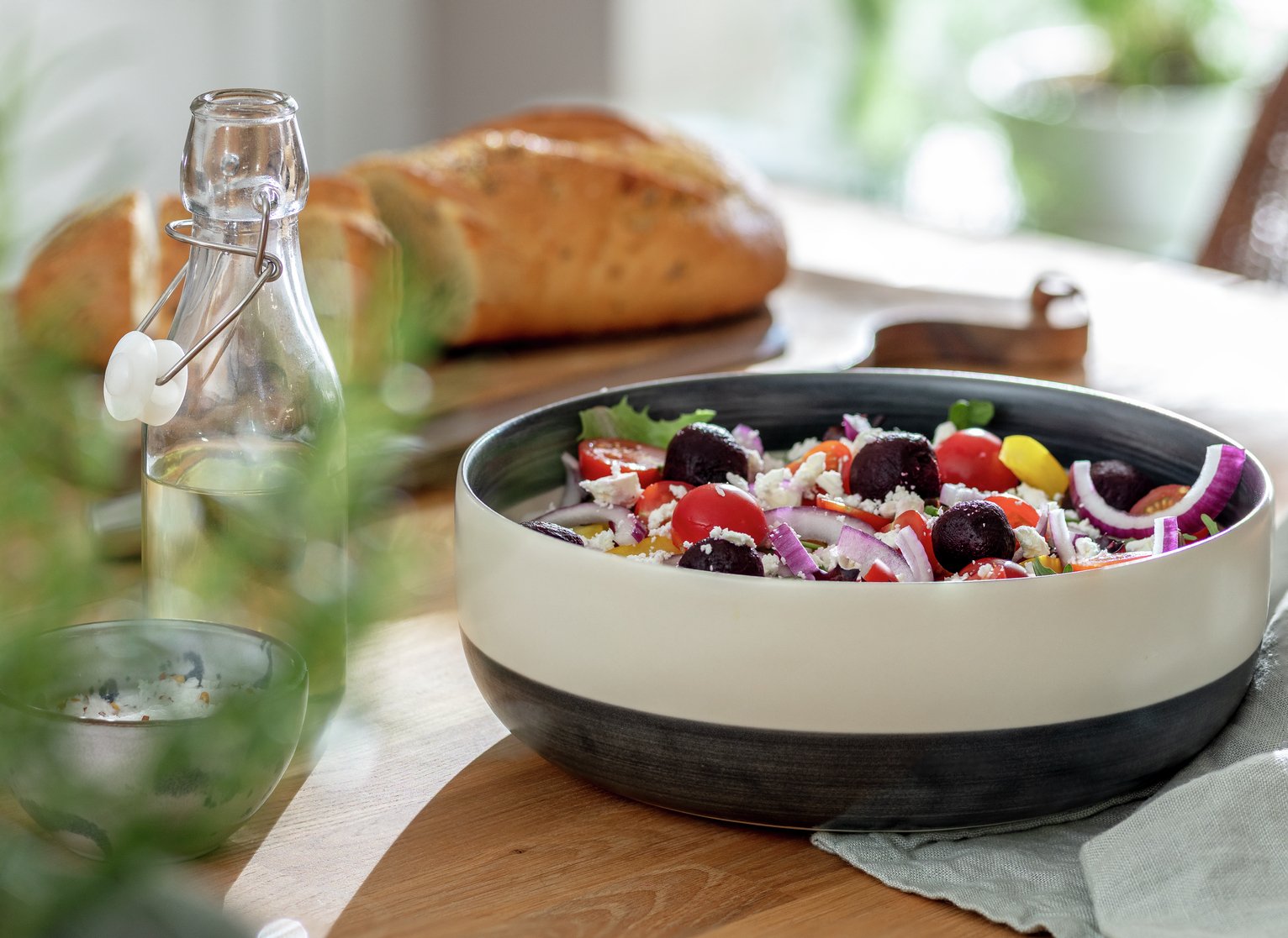 Habitat Artisan Stripe Stoneware Serving Bowl