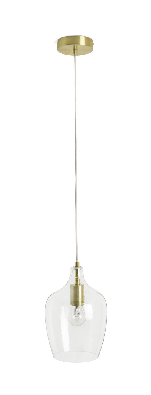 Habitat Abas Glass Pendant Light- Brass