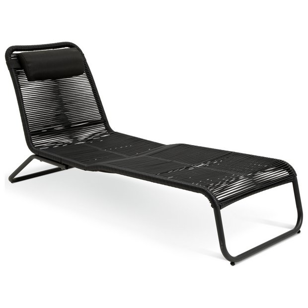 Buy Habitat Delfina Metal Sun Lounger Black Garden chairs and sun loungers Habitat