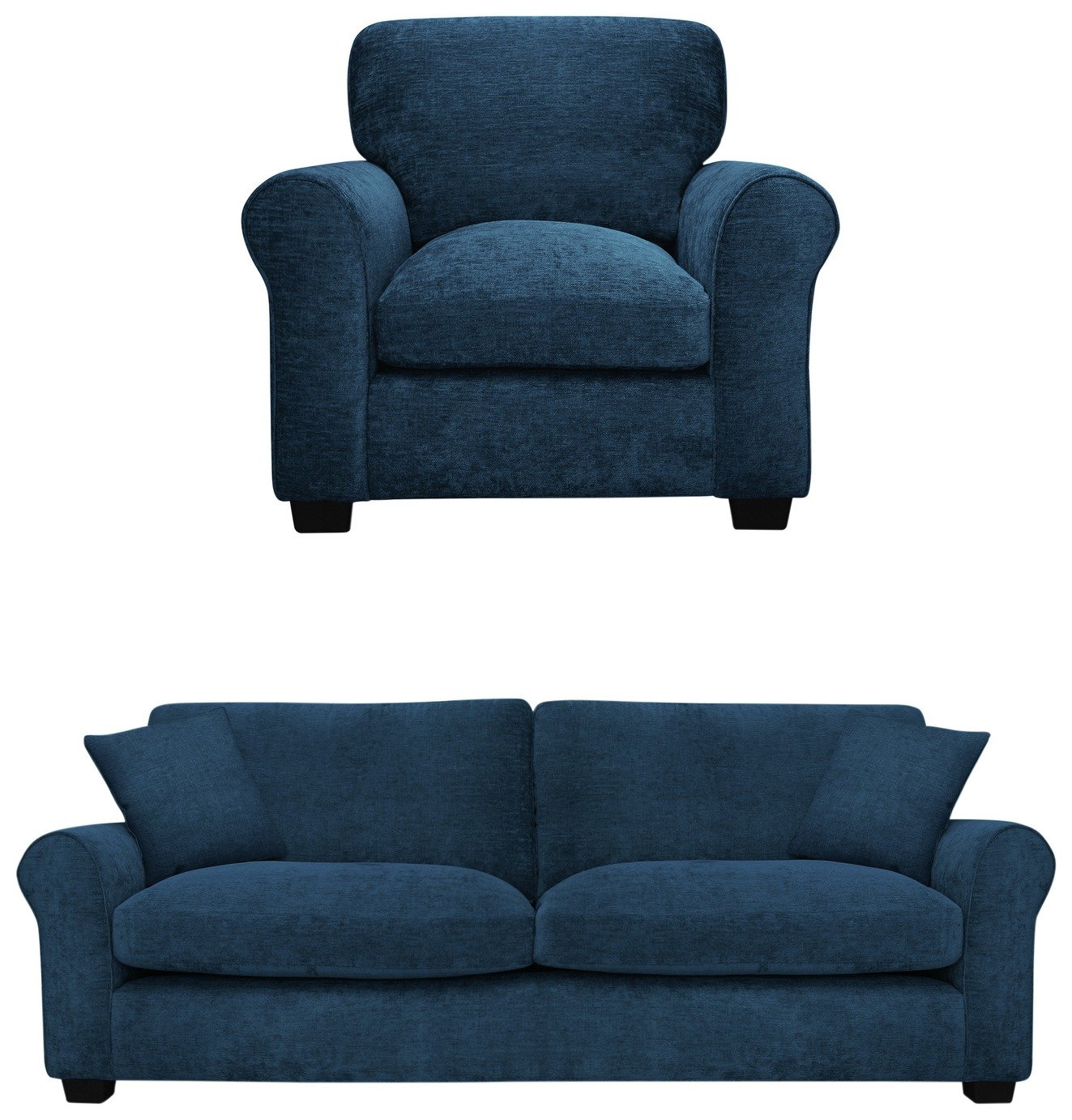 Argos Home Taylor Fabric Chair & 4 Seater Sofa - Blue