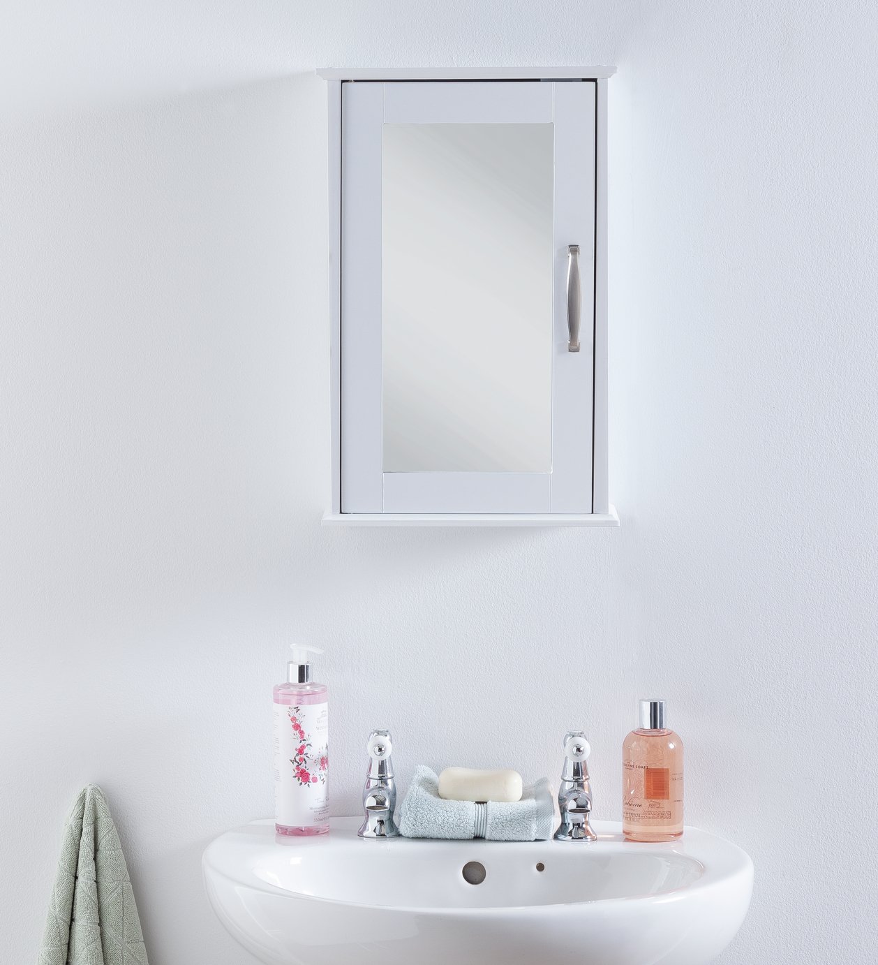 Argos Home Tongue & Groove Mirrored Cabinet - White