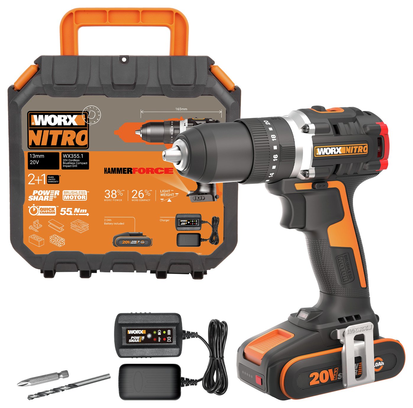 Worx WX355.1 Cordless Impact Drill - 20V
