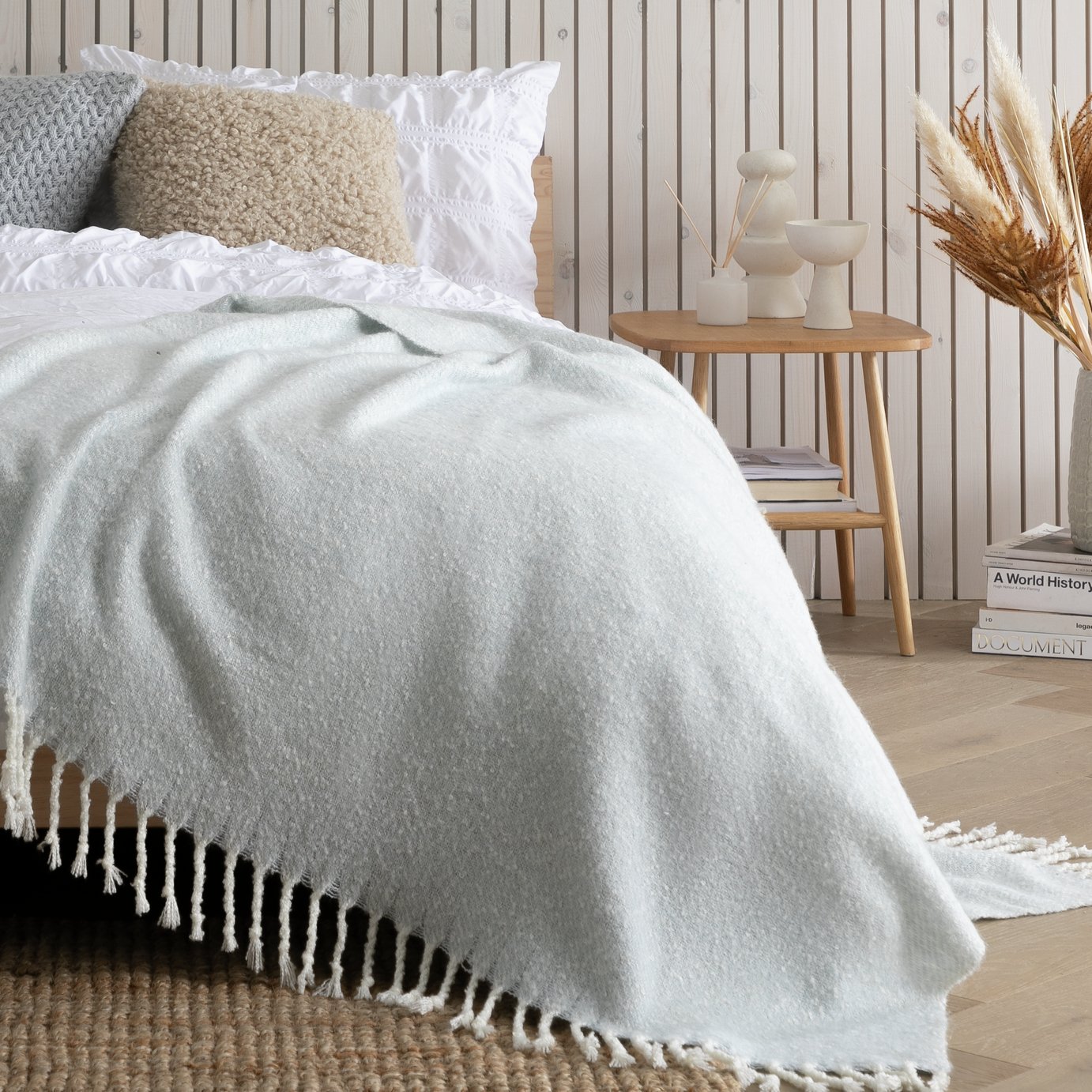 Habitat Woven Brushed Throw - Blue - 125x150cm