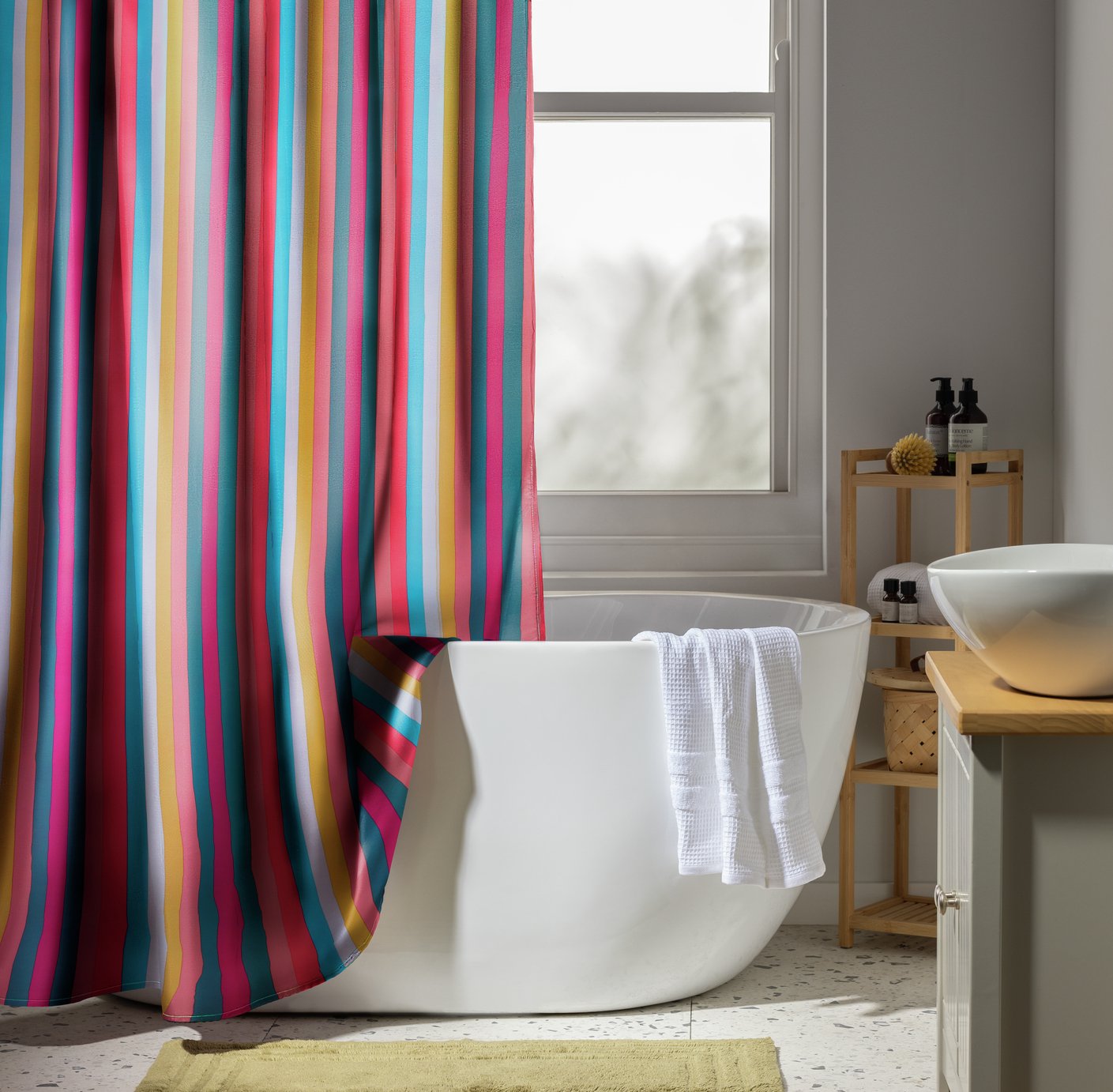 Habitat Stripe Anti Bacterial Curtain - Multicoloured