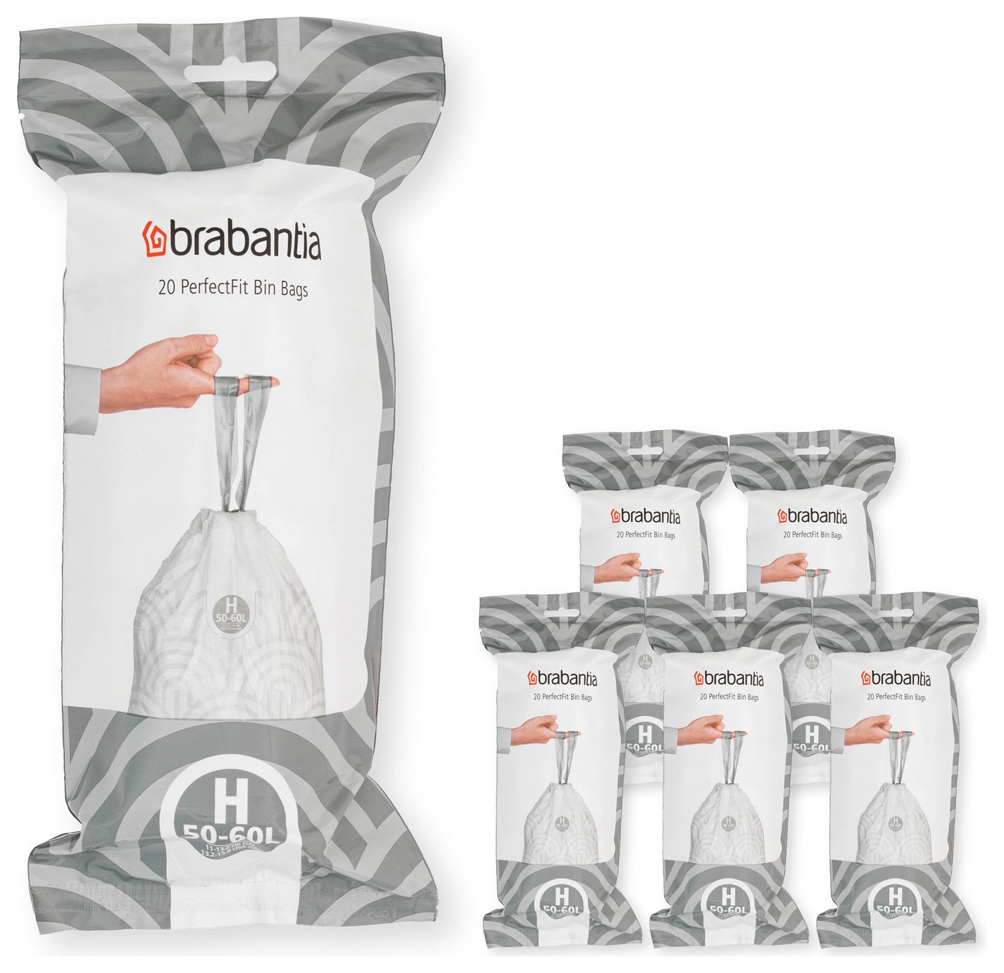 Brabantia 60L PerfectFit Code H Bin Liners - Pack of 120