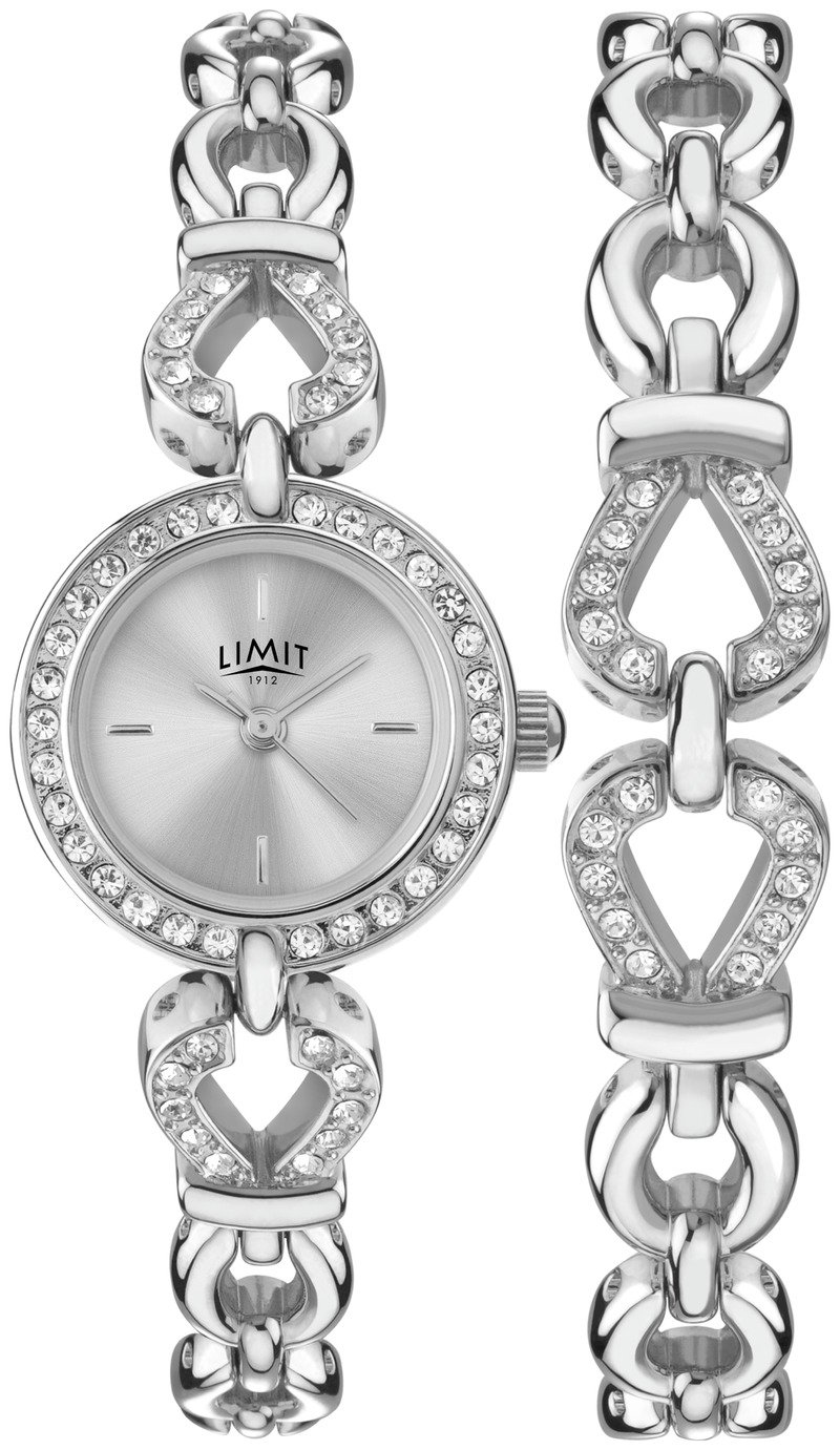 Limit Women's Silver Plated Bracelet and Watch Set 