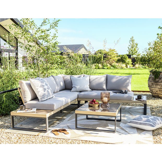 Argos home malta 6 seater outlet steel corner sofa set