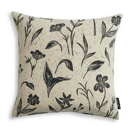 Habitat Floral Revers Print Cushion - Charcoal - 43x43cm