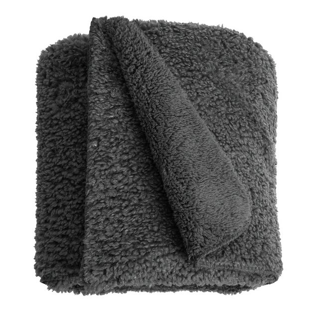 Buy Habitat Snuggle Fleece Throw - Charcoal - 125X150cm | Blankets and  throws | Argos