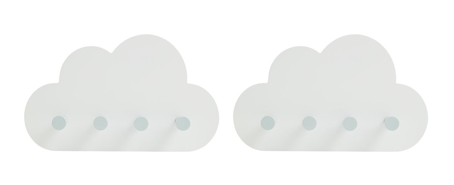 Argos Home Pack of 2 Cloud Wall Hooks - White