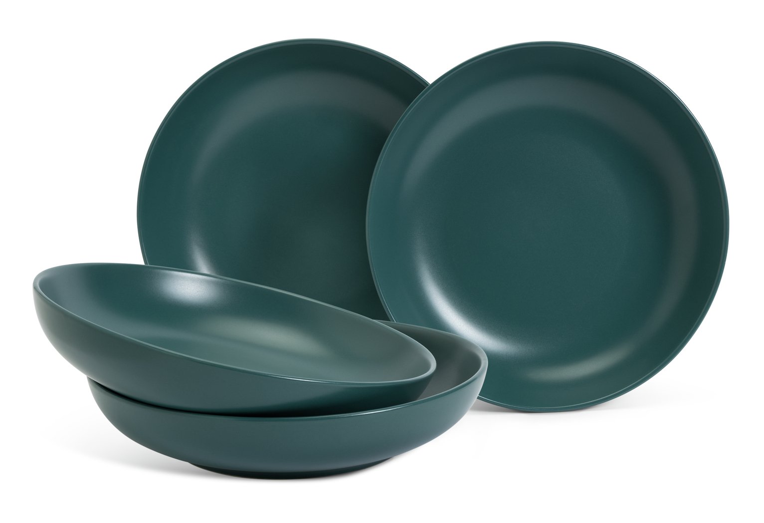 Habitat Matte Glaze 4 Piece Stoneware Pasta Bowls - Teal