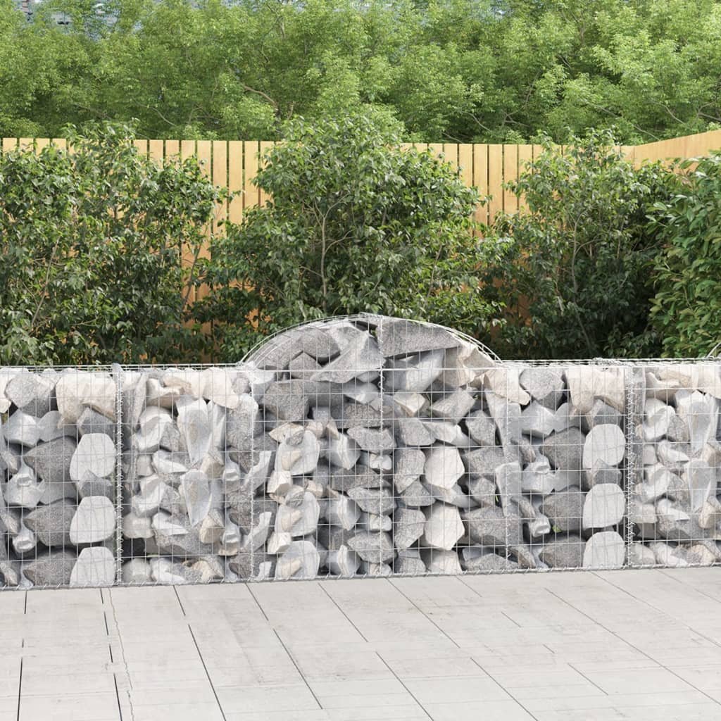 Walplus Pack of 7 Galvanised Iron Gabion Basket - Silver - 200 x 50 x 80-100 cm