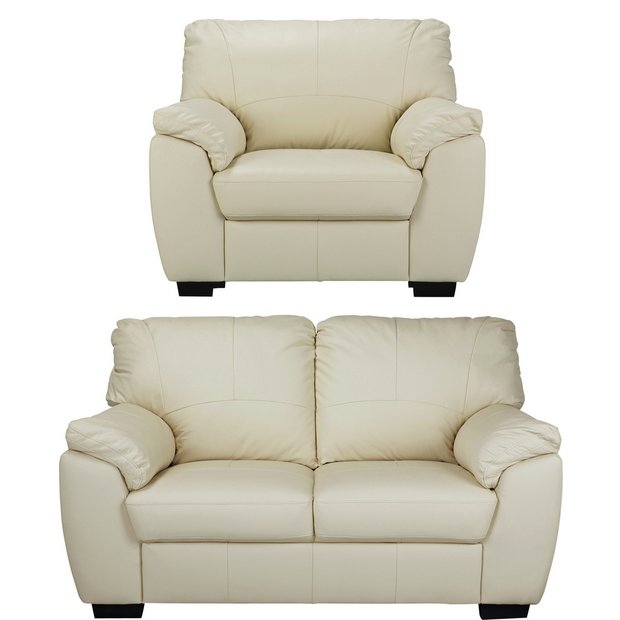 Argos cream outlet leather sofa