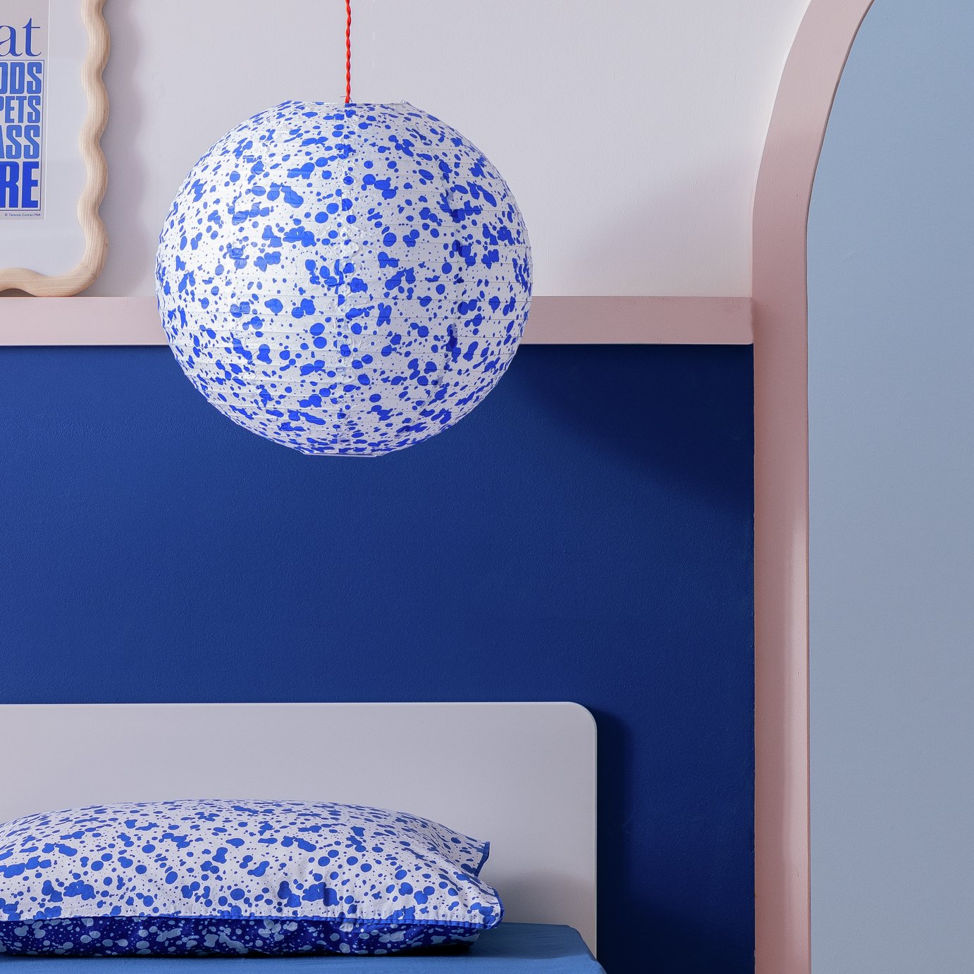 Habitat 60 Blue Patterned Paper Easy Fit Lampshade -50cm