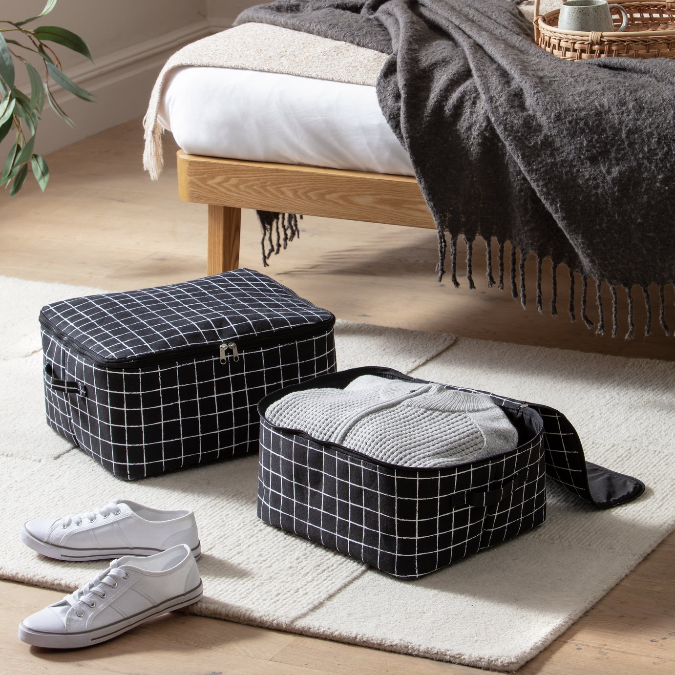 Argos Home Pack of 2 Monogrid Clothing Storage Bags - Black