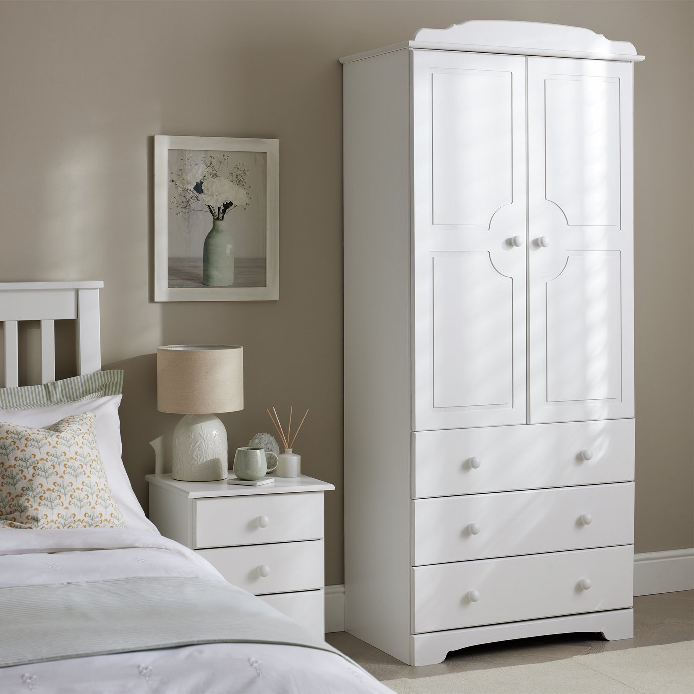Argos Home Nordic 2 Door 3 Drawer Wardrobe - White