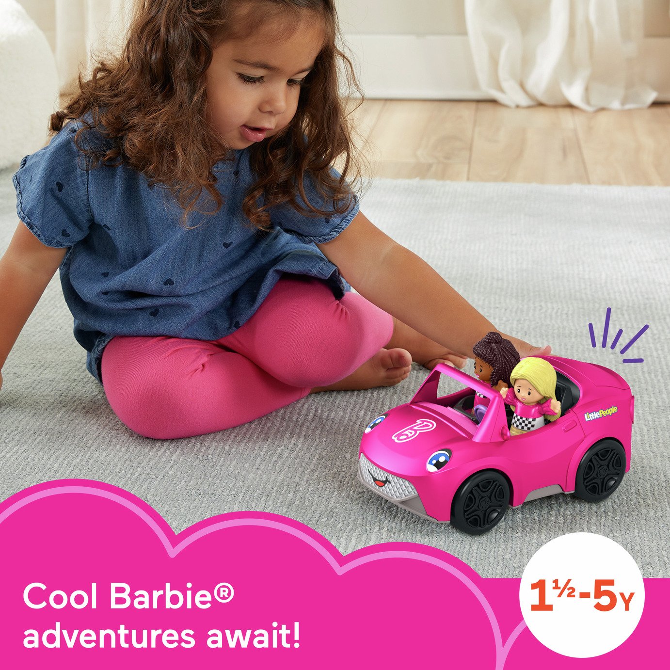 Fisher-Price Little People Barbie Convertible and 2 Figures
