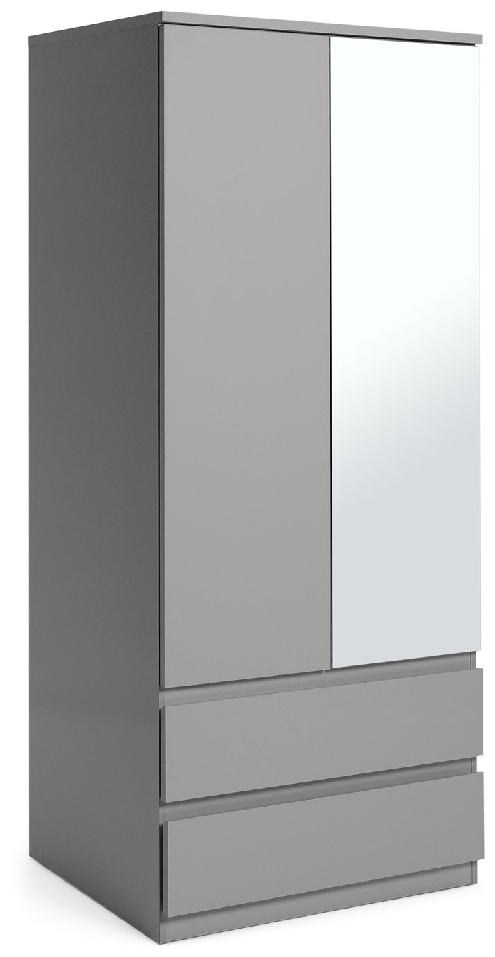 Argos Jenson 2 Door 2 Drawer Mirror Wardrobe - Grey Gloss