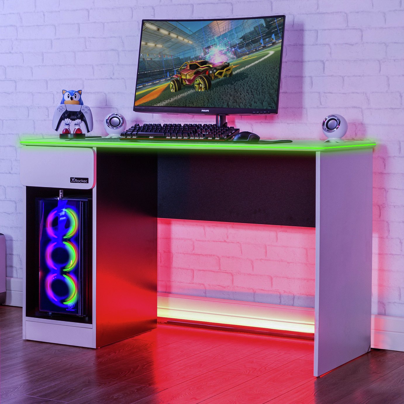 X Rocker Carbon Tek LED Gaming Desk 
