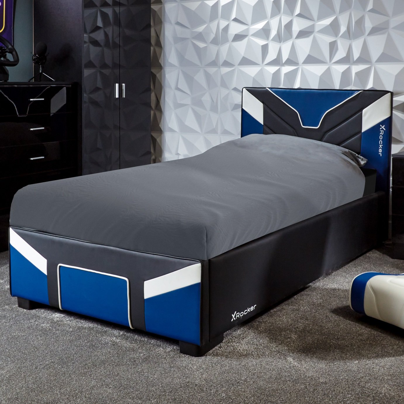 X Rocker Cerberus Single Ottoman Gaming Bed  - Blue