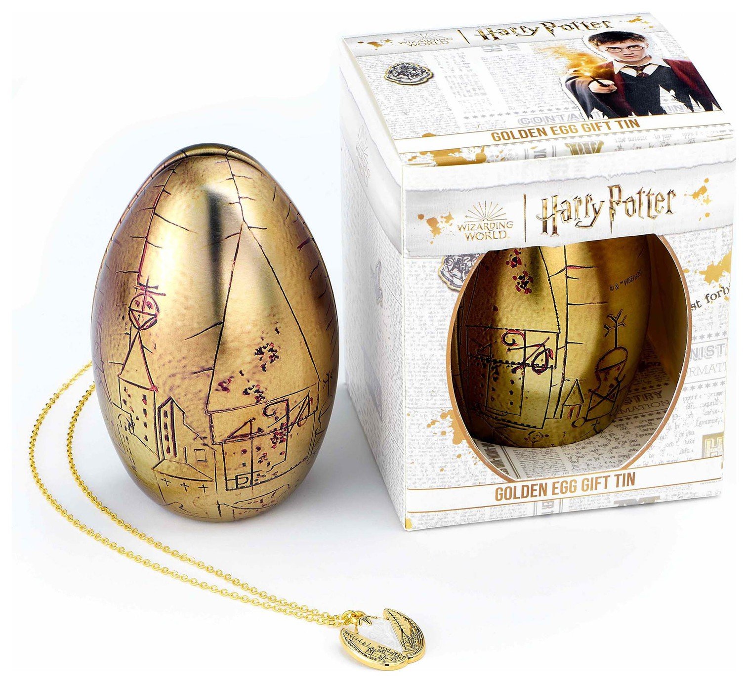 Harry Potter Golden Coloured Egg Necklace in a Gift Tin