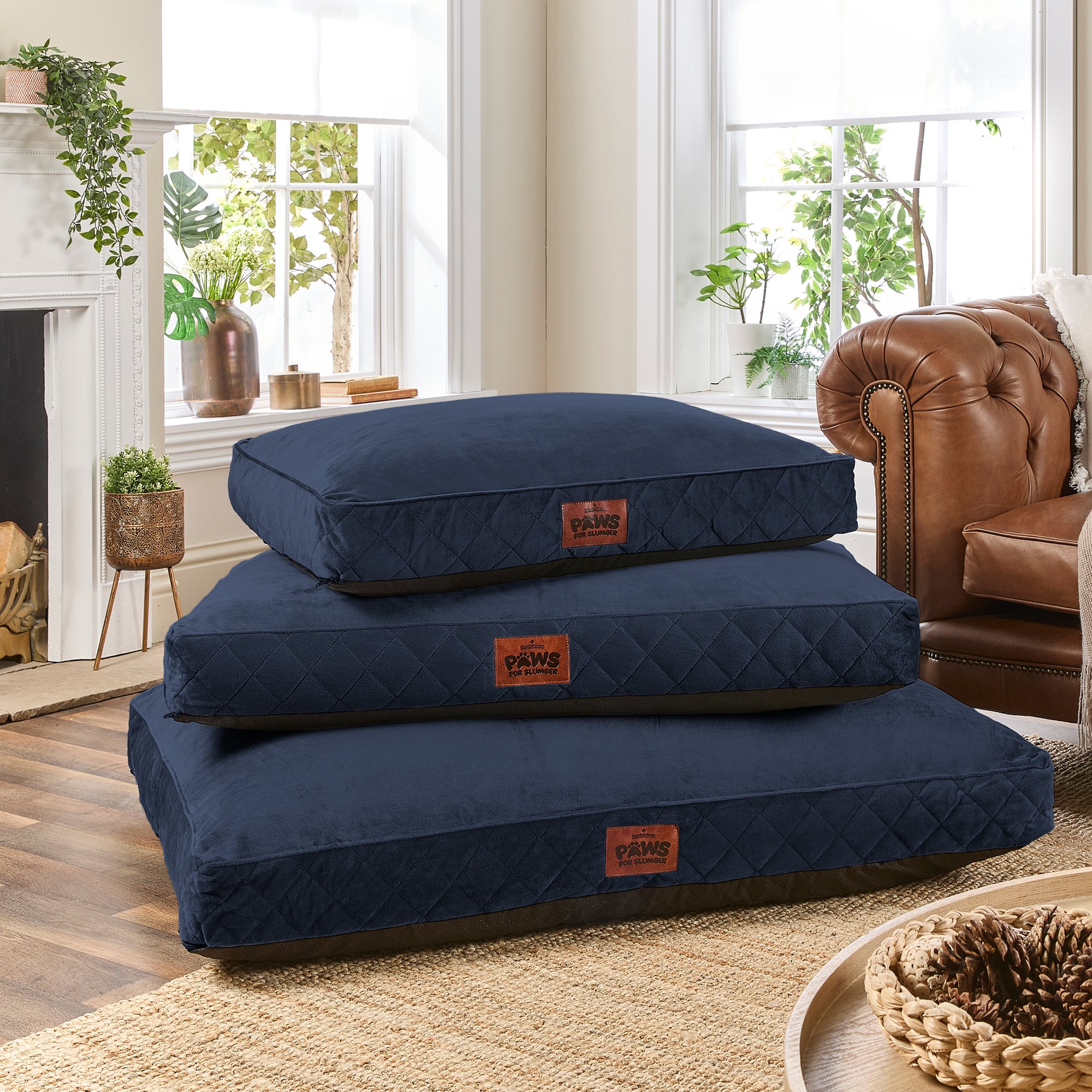 Paws For Slumber Luxury Navy Pet Bed