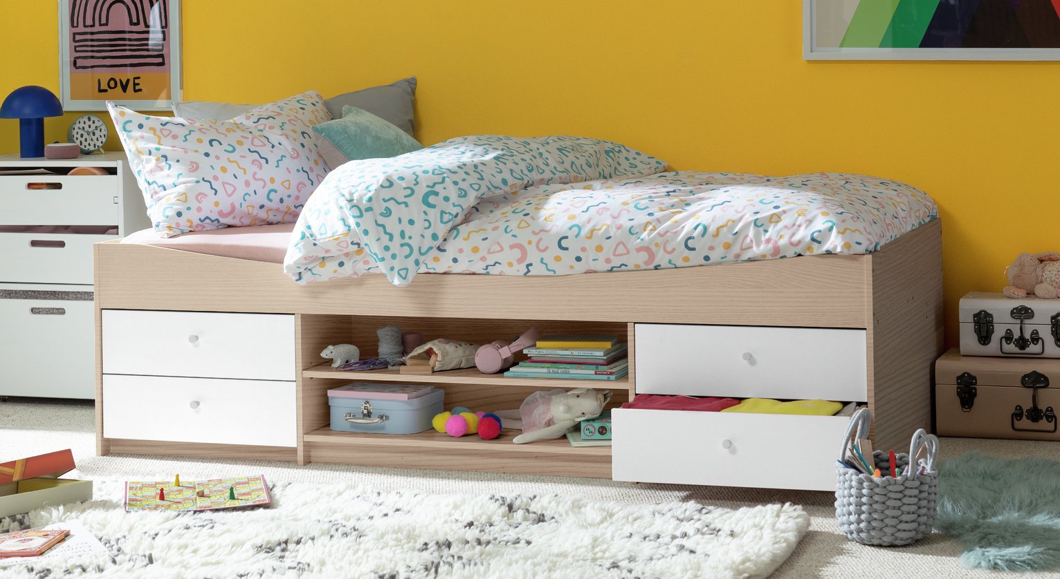Argos Home Malibu Storage Cabin Bed & Mattress- White / Wood
