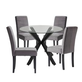Argos Home Alice Glass Dining Table & 4 Chairs