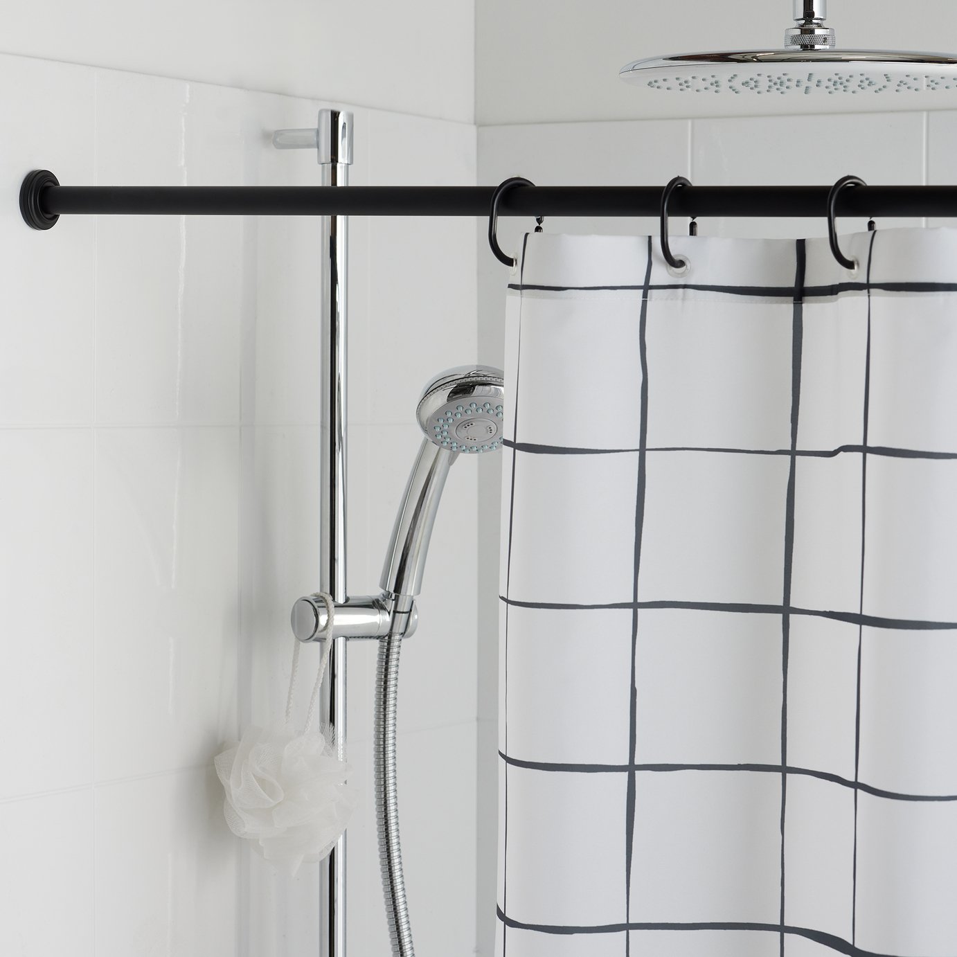Argos Home 140-260cm Telescopic Shower Rail - Black