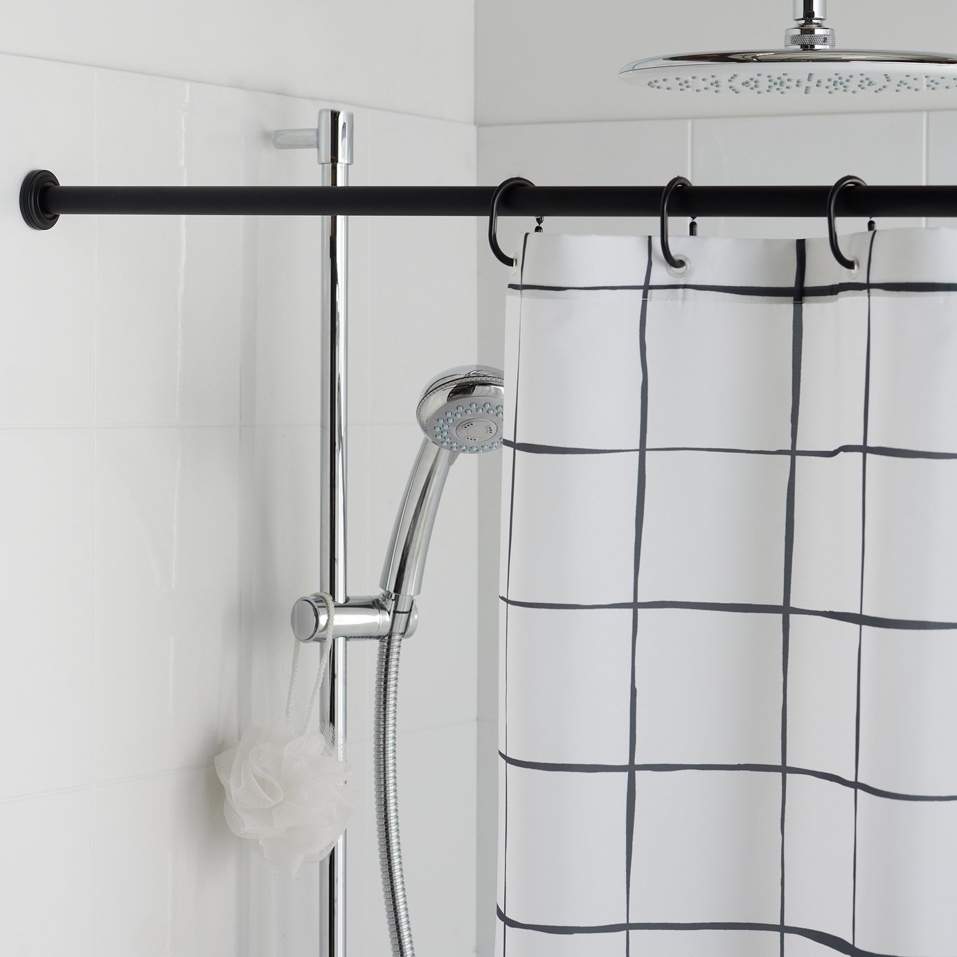 Argos Home 140-260cm Telescopic Shower Rail - Black