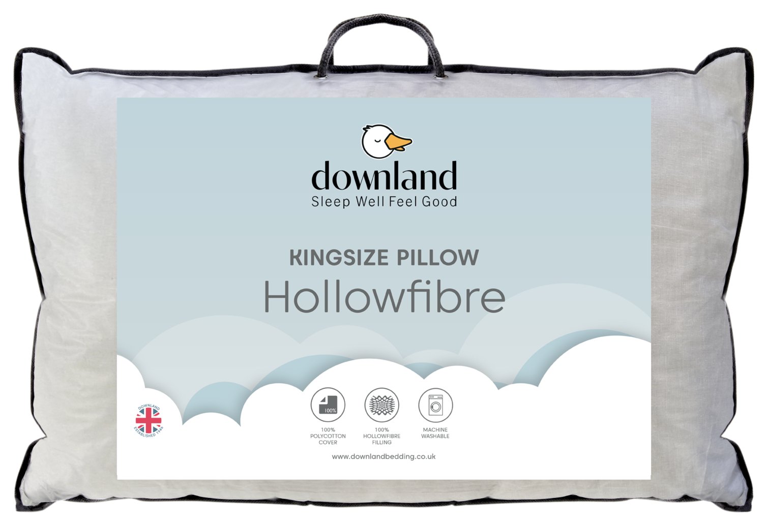 Downland Medium Firm Kingsize Pillow with Pillowcase 