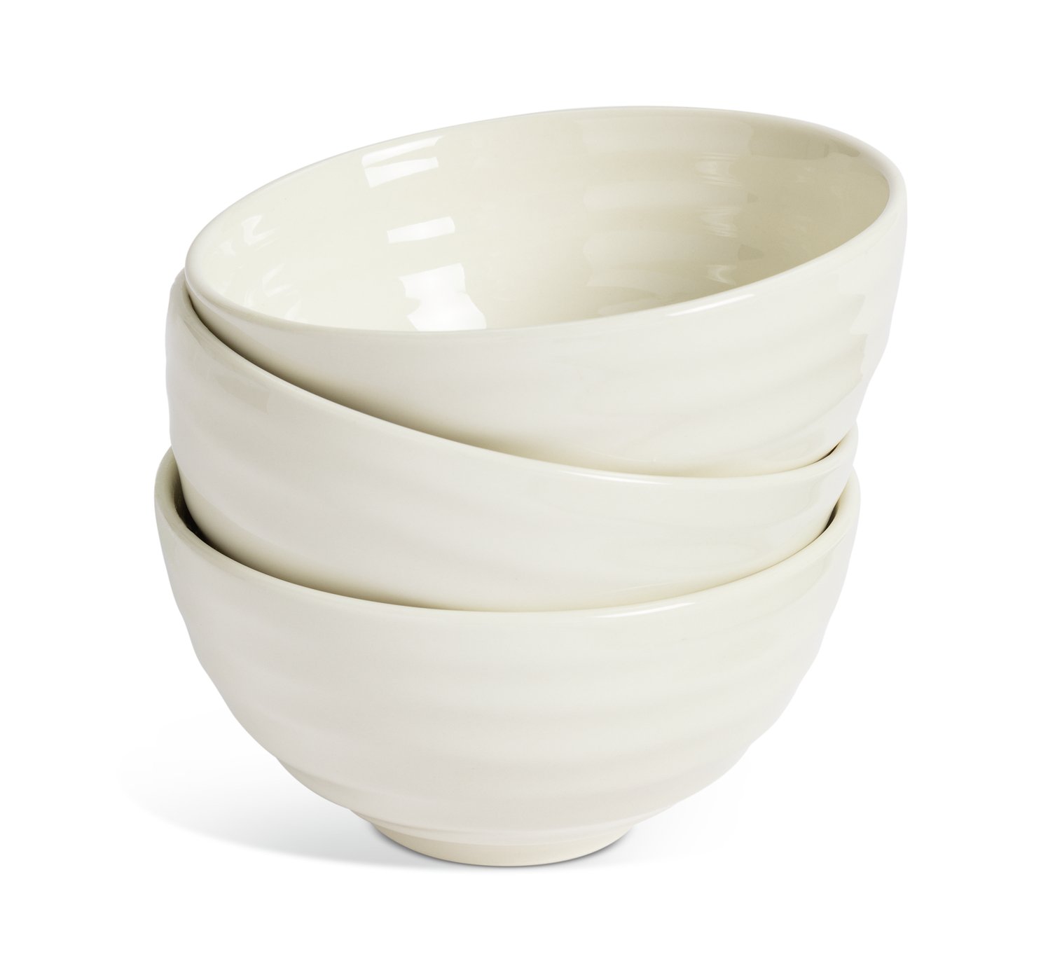 Habitat Ripple 3 Piece Stoneware Nibble Bowls - Cream