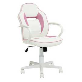 Argos Home Faux Leather Mid Back Gaming Chair - White & Pink