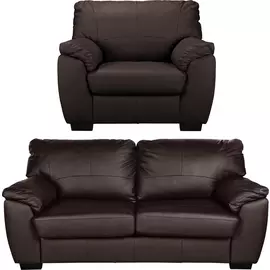 Argos Home Milano Leather Chair & 3 Seater Sofa - Chocolate