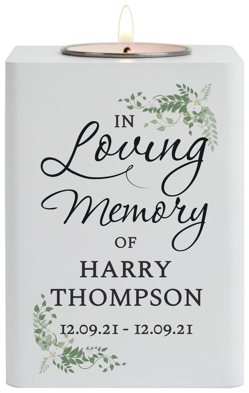 Personalised Message In Loving Memory Wood Tea Light Holder