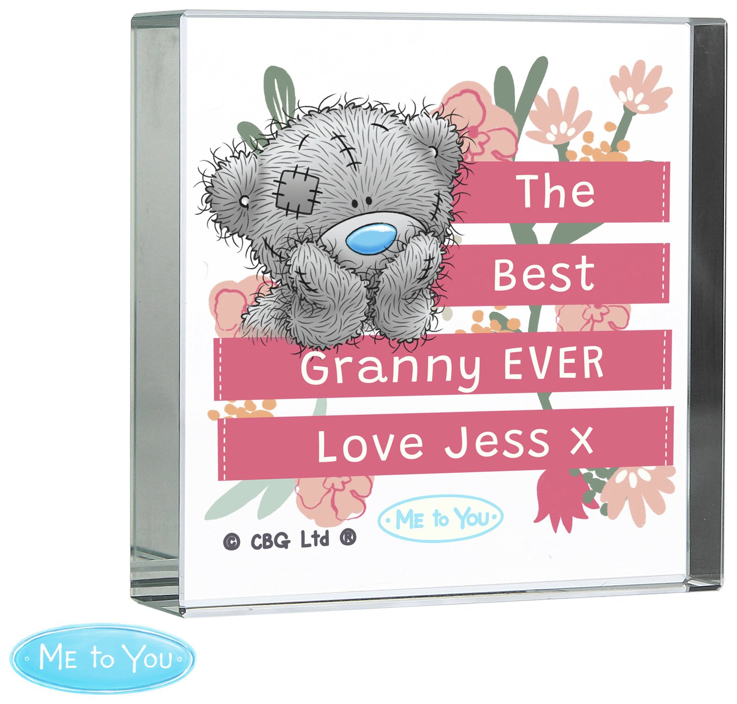 Personalised Message Me To You Floral Crystal Token