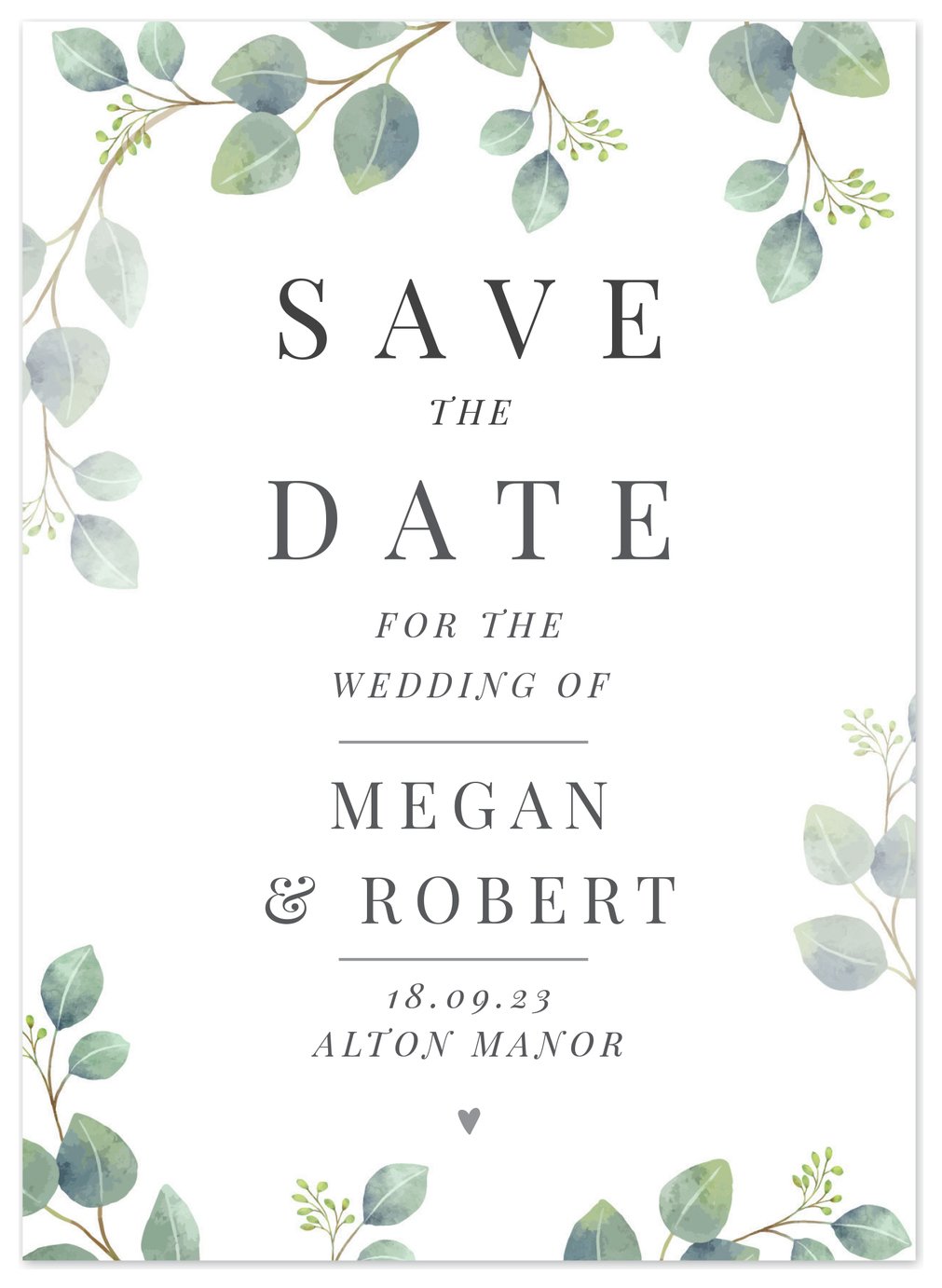 Personalised Message Botanical Wedding Save The Dates Cards