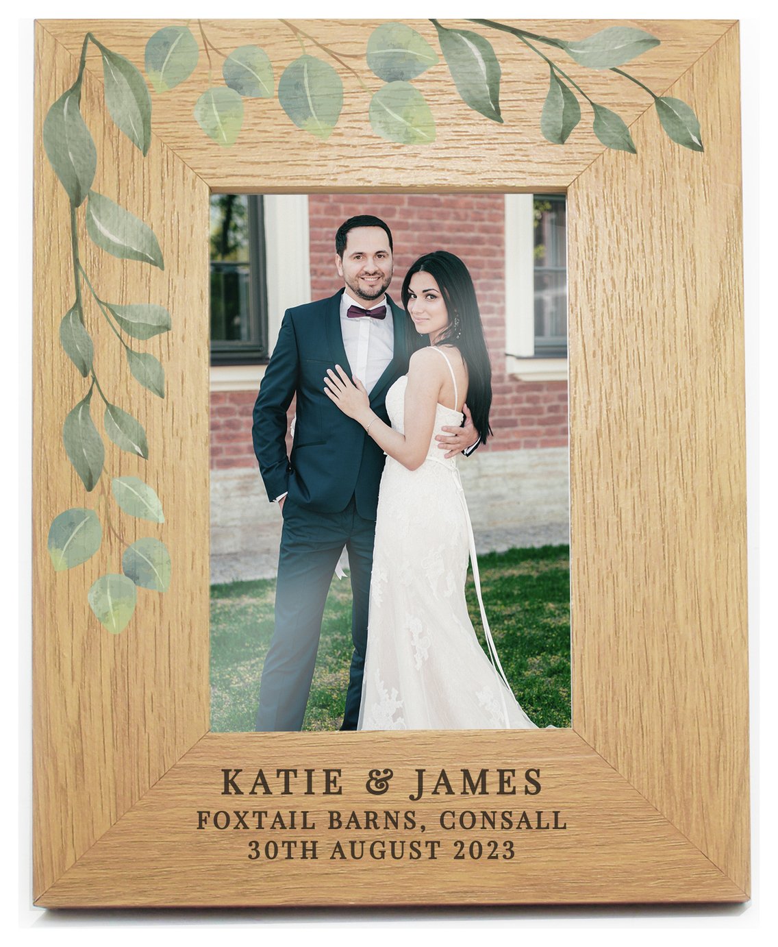 Personalised Message Wooden Photo Frame- Oak Effect- 21x16cm