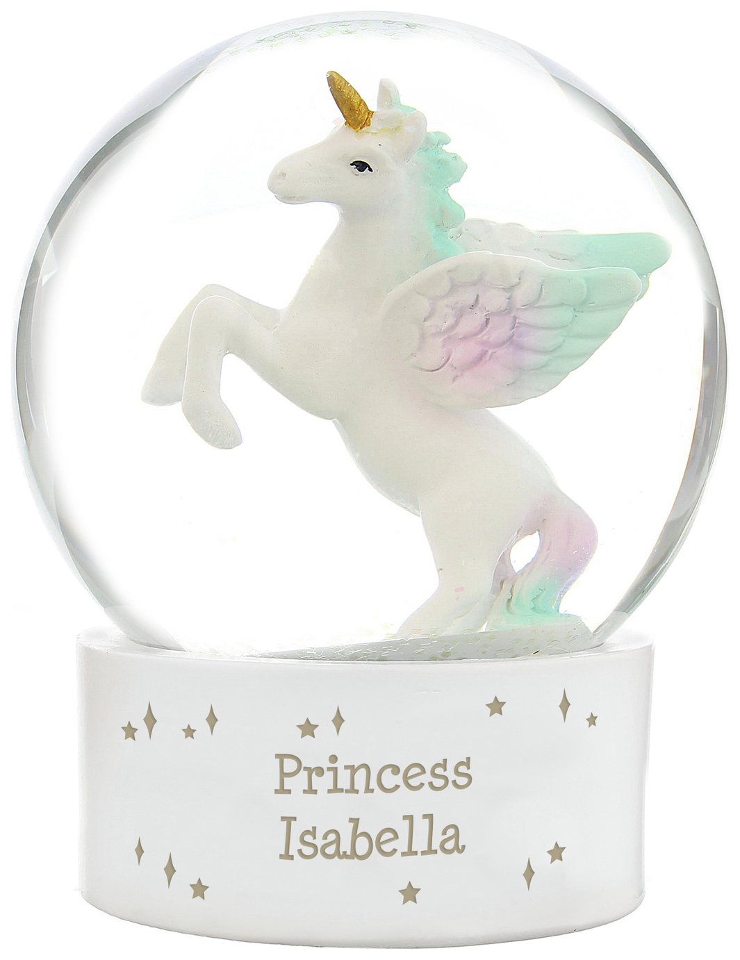 Personalised Message Unicorn Snow Globe