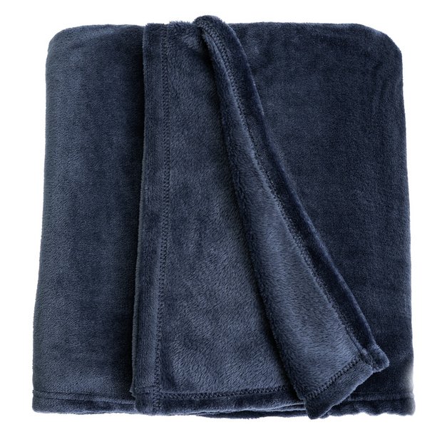 Buy Argos Home Fleece Throw Navy 125X150cm Blankets and