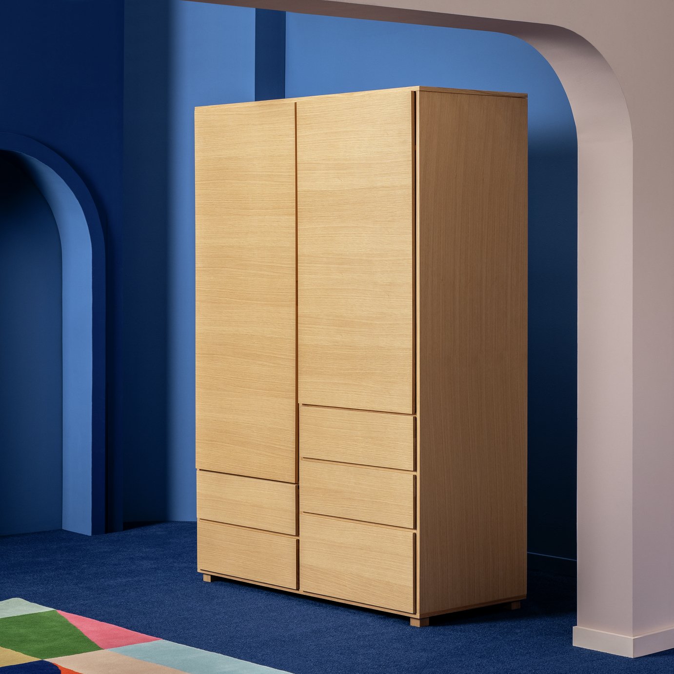 Habitat 60 Hana 2 Door 5 Drawer Wardrobe - Oak