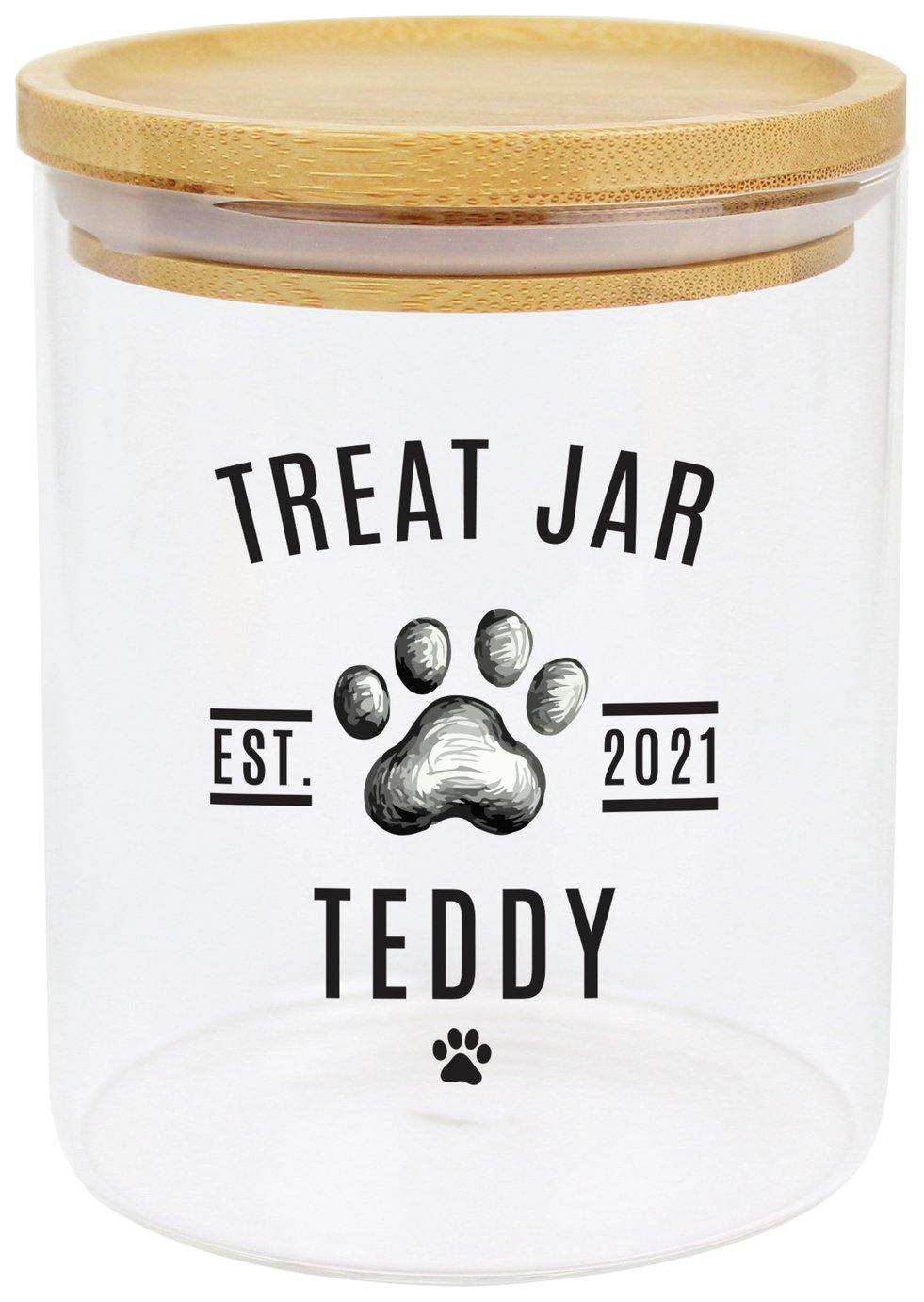 Personalised Message Pet Treats Storage Glass Jar With Lid