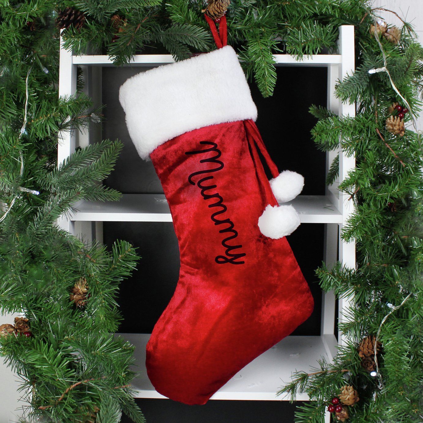 Personalised Message Red Name Only Christmas Stocking