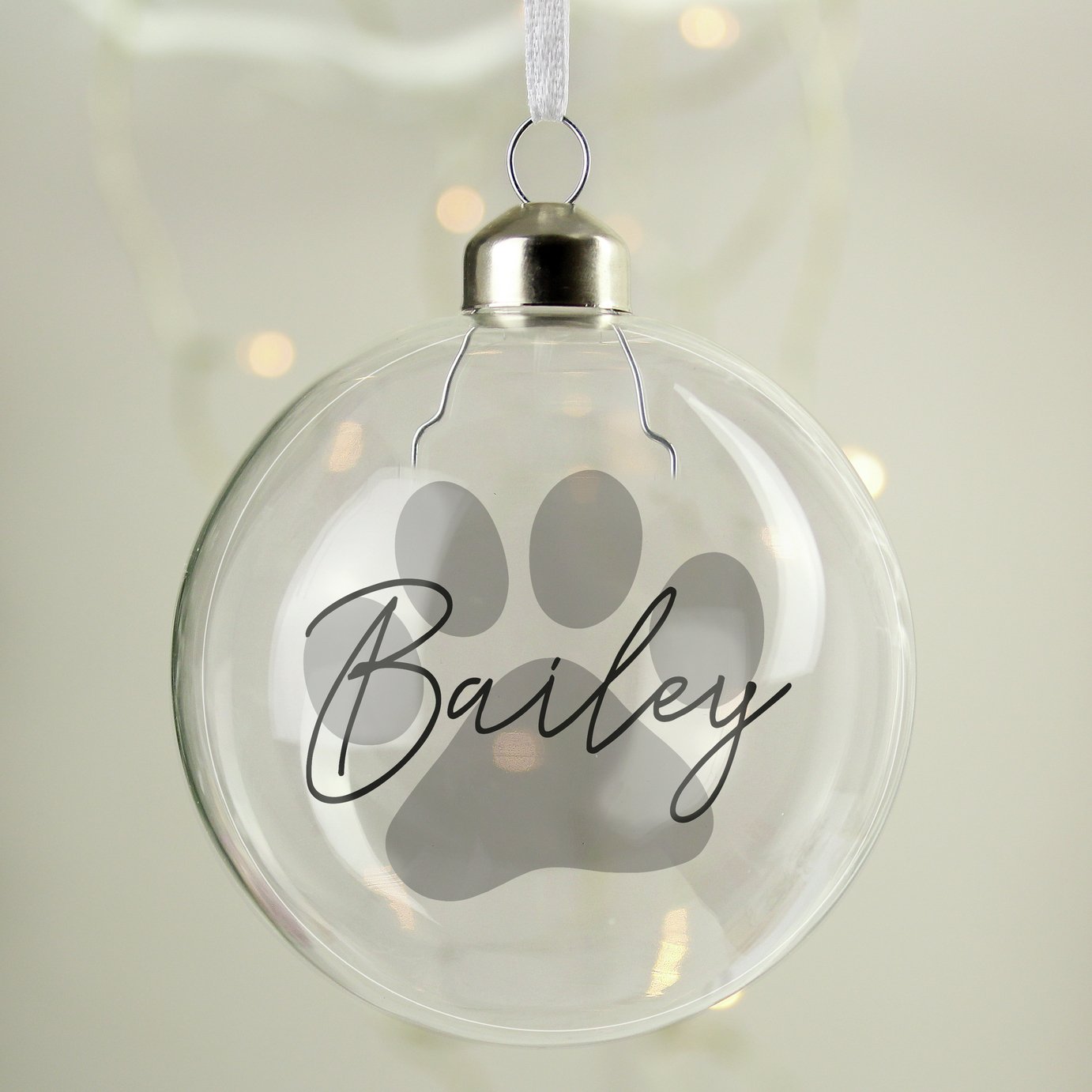 Personalised Message Pet Glass Bauble - Clear